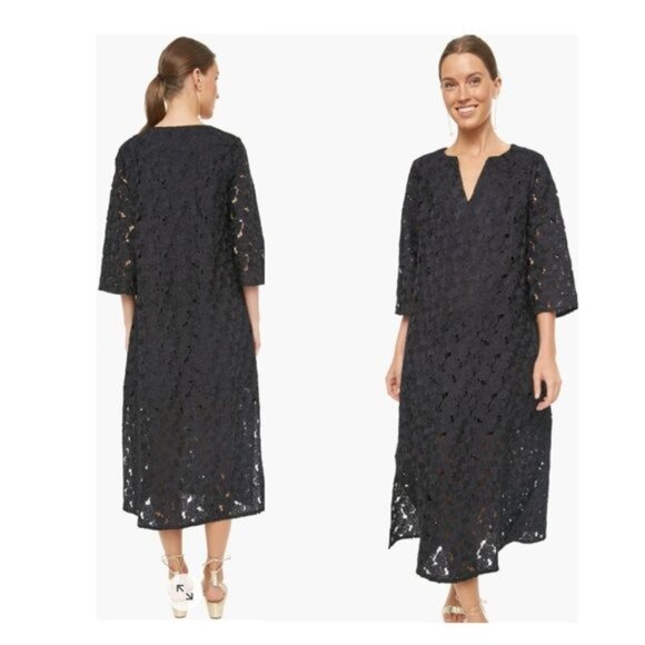 Tuckernuck | NEW Jamie V-Neck Lace Midi Dress in Black Size XS - Picture 1 of 10